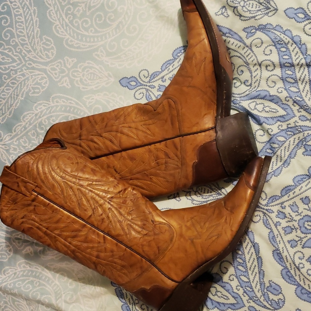 Mens brown leather Texas imperial cowboy boots